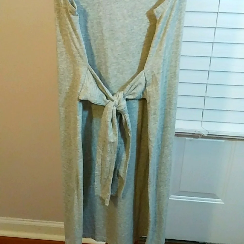 J Crew Womens Gray Long Line 100% Cotton Jersey knit Sleeveless with Belt Size M